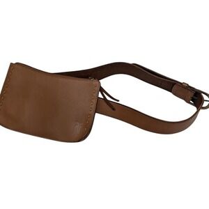Frye Cognac Leather Belt Bag Fanny Pack Stitch Detail Waist Pouch